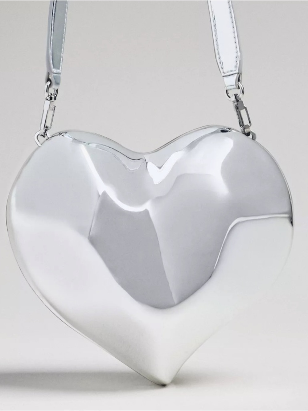 Simon Miller Silver Molded Heart Bag Metallic Shoulder Crossbody - Picture 6 of 14